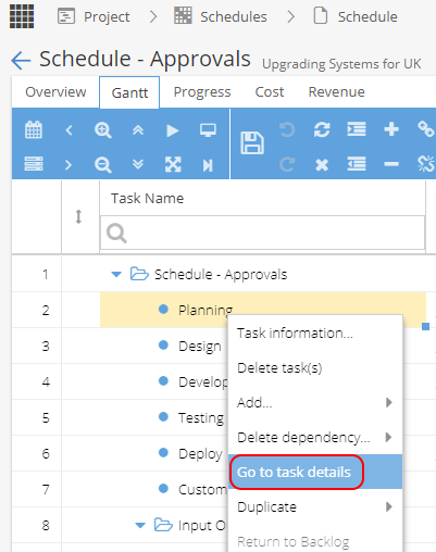 Project - Tasks Detail - Overview – Hydra Support